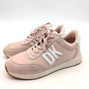 DKNY Oaks Logo Lace-Up Sneaker Shoes Women's Pink/White Size US8M EU38.5